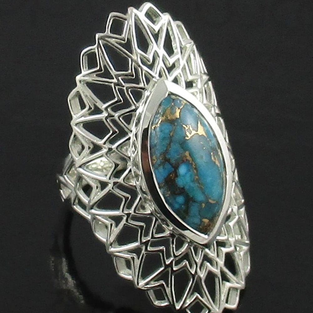Himalayan Gems Marquise Turquoise Frame Ring